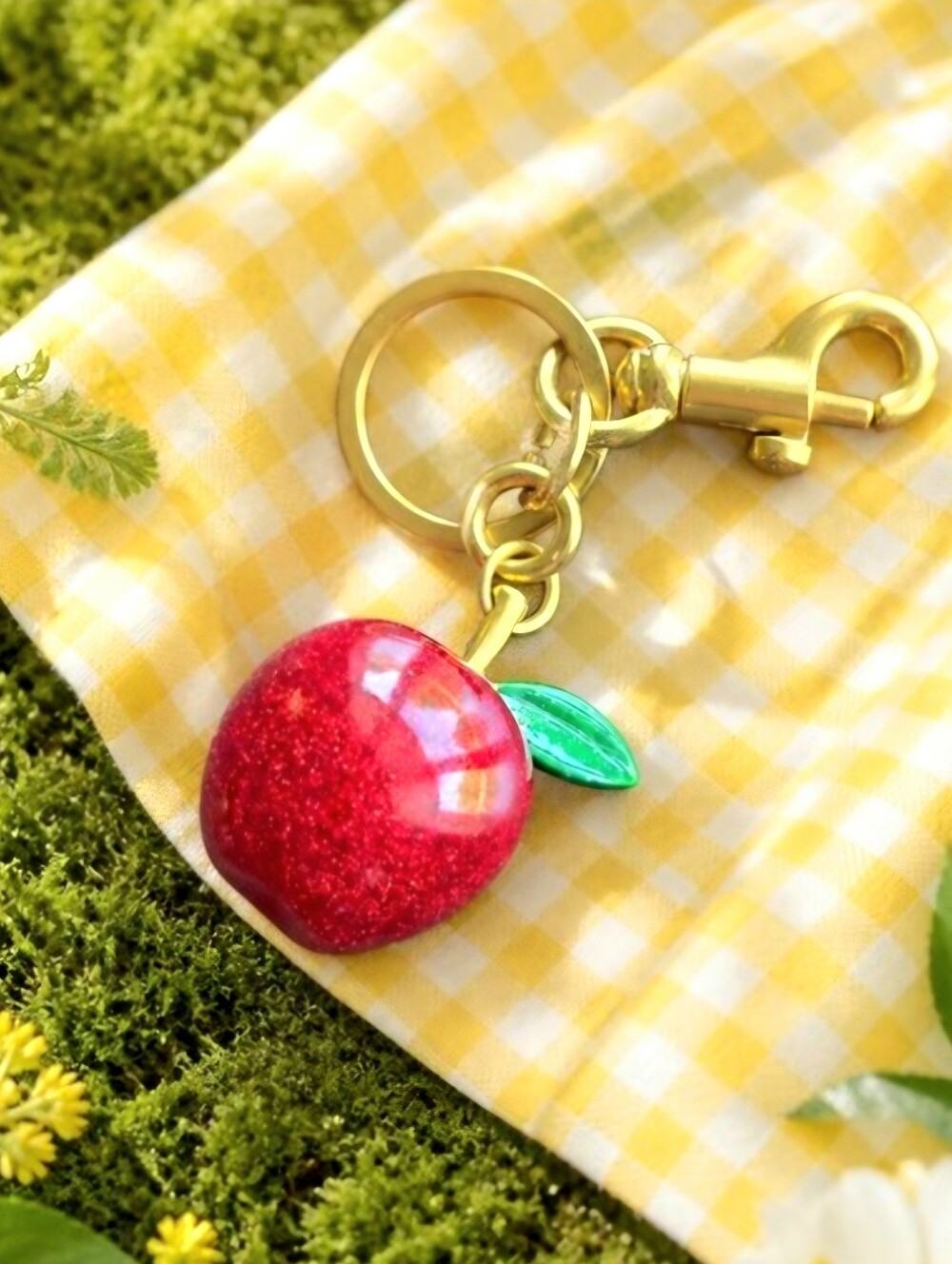 Red Apple Bag Charm Keychain NIP